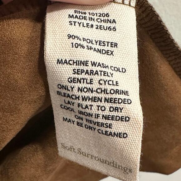 Soft Surroundings Tan Shape Drape Coastal Cowgirl Retro Boho Faux Suede Cardigan - Picture 5 of 7